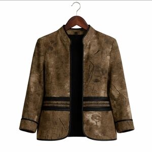 Multiples Brown Mandarin Style Womens Jacket Sz Lg